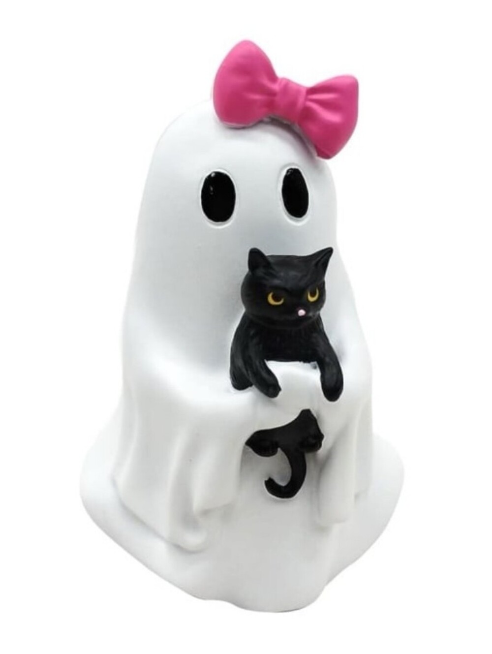 Ghost Holding Black Cat Viral Halloween Tabletop Decor Pink Coquette Bow